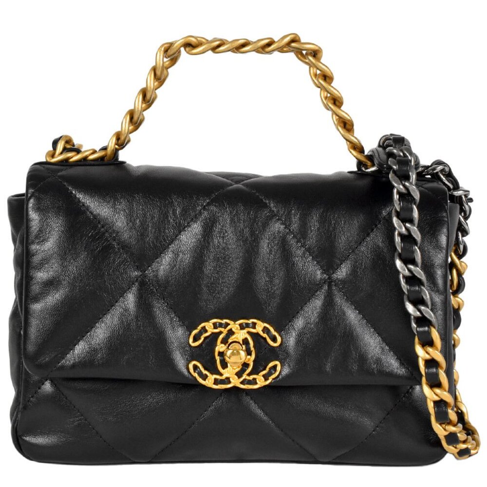 CHANEL 19 Handbag Shoulder Bag AS1160 Black Gold - Medium, COA Included